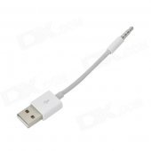 USB 2.0 to 3.5mm Plug Charging & Data Cable for Ipod Shuffle 5 / 6 - White (11cm)