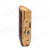 ZB528 Blue Flame Butane Jet Lighter w/ Opening Tool for Cigar - Golden + Brown