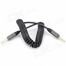Retractable Spring 4-Conductor TRRS 3.5mm Audio Male to Male Connection Cable - Black (142cm) Retractable Spring 4-Conductor TRRS 3.5mm Audio Male to Male Connection Cable - Black (142cm)