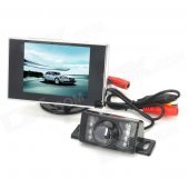 Car 3.5" LCD Rearview Monitor + Wireless 2.4GHz CMOS Camera w/ 7-LED Night Vision - Black
