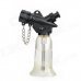 FS355 Plastic Windproof Butane Gas Lighter w/ Fire Lock Chain - Silver + Translucent Blue