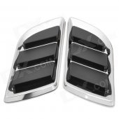 OB-616 Wing Shaped Car Side Air Flow Decorative Vent Fender Sticker - Black + Silver (Pair)