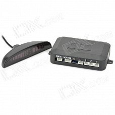 Buzzer 0.6" Digital LED 4-Sensor Display Indicator Parking Car Reverse Radar System - Black (DC 12V)