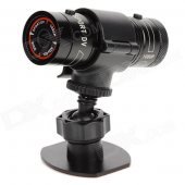 Rain Resistant Mini Flashlight Shaped 1080P HD Wide Angle Aluminum Alloy Sport DVR w/ TF - Black