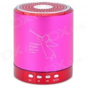 T-2020 Portable Mini Rechargeable 2-CH Media Player Speaker w/ USB 2.0 - Deep Pink + Red + Silver