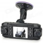 X8000A 1.3 MP CMOS 140' Wide Angle Dual Lens + 180' Rotatable Lens Car DVR w/ GPS / G-sensor - Black