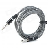 TPU 3.5mm Male to Male Audio Cable - Grey + Black (123cm)