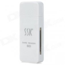 SSK SCRS054 Simple USB 2.0 SD SDHC Plastic Card Reader - White (64GB Max.) SSK SCRS054 Simple USB 2.0 SD SDHC Plastic Card Reader - White (64GB Max.)