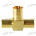 Gold Plated TV Aerial Socket 1-Female 2-Male T-Connector