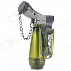 1300 Centigrade Windproof Blue Butane Jet Torch Lighter w / Keychain - Transparent Green