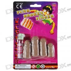 Practical Joke Rubber Broken Fingers with Artificial Blood Gel