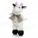 Smilling Short Plush Cow w/ Bowknot / Suction Cup Doll Toy - Pink + White