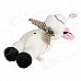 Smilling Short Plush Cow w/ Bowknot / Suction Cup Doll Toy - Pink + White