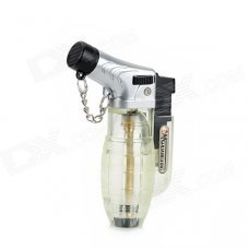 FS026 1300 Centigrade Windproof Blue Flame Butane Jet Torch Lighter - Translucent White + Silver FS026 1300 Centigrade Windproof Blue Flame Butane Jet Torch Lighter - Translucent White + Silver