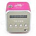 Mini Portable Media Player Speaker w/ TF / FM Radio / Retractable Antenna - Pink + Silver Mini Portable Media Player Speaker w/ TF / FM Radio / Retractable Antenna - Pink + Silver