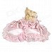 K15D-3 Sweet Heart Shaped Wedding Ring Style w/ Couple Bears Cushion / Pillow - Pink