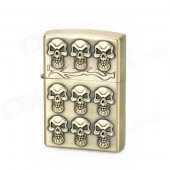 KANTAI Skull Patterns Pinchbeck Alloy Kerosene Oil Lighter - Antique Brass