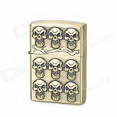 KANTAI Skull Patterns Pinchbeck Alloy Kerosene Oil Lighter - Antique Brass