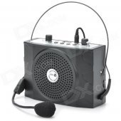 Multi-function Waist Hanging Amplifier w/ FM / TF Card / USB / Mic - Black + Silver Grey