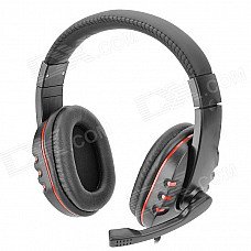 Stylish Headphones w/ Microphone for PS3 / PS3 Slim / PS3 CECH4000 - Black + Red