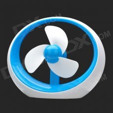 Fashion USB Powered 1-Mode 3-Blade Mini Fan - Blue + White Fashion USB Powered 1-Mode 3-Blade Mini Fan - Blue + White