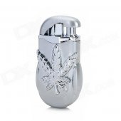 Leaf Pattern Switchable Double Flame Butane Jet Windproof Lighter - Silver