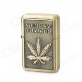 LiTian 01A Fashion Leaf Pattern Yellow Flame Oil Lighter - Bronze