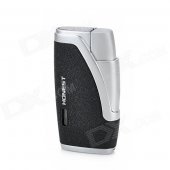 2000 Centigrade Double Blue Flame Butane Jet Lighter - Black + Silver