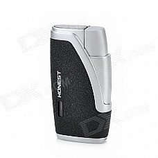 2000 Centigrade Double Blue Flame Butane Jet Lighter - Black + Silver 2000 Centigrade Double Blue Flame Butane Jet Lighter - Black + Silver