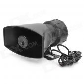 80W Waterproof Motorcycle Car Five Sounds Horn Alarming Loudspeaker - Black (DC 12V)