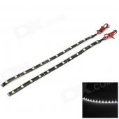 3W 240lm 6000K 12-5050 SMD LED White Light Car Decorative Lamp Strip - Black (30cm)