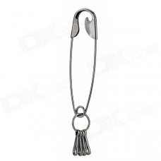Zinc Alloy Safety Pin Keychain w 4-Hook