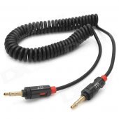 3.5mm Male to 3.5mm Male Coiled Curly Audio Connection Cable - Black + Red (191cm)