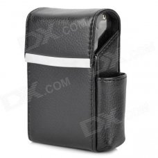 High Quality PU Leather Cigarette Case w/ Lighter Pocket - Black High Quality PU Leather Cigarette Case w/ Lighter Pocket - Black