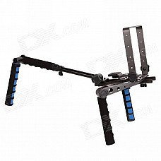 FuLaiShi DR-2 Multi-Function Shoulder Stand for DSLR Camera - Black + Blue FuLaiShi DR-2 Multi-Function Shoulder Stand for DSLR Camera - Black + Blue