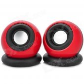 AW-214 USB Multimedia 3W x 2 Subwoofer Speakers for Laptop / Computer - Red + Black (Pair)