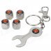 "R" Pattern Stainless Steel Car Tire Valve Caps + Wrench Keychain Set - Black + Silver "R" Pattern Stainless Steel Car Tire Valve Caps + Wrench Keychain Set - Black + Silver