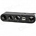 Dual-USB 1-to-4 Car Cigarette Lighter Power Socket - Black Dual-USB 1-to-4 Car Cigarette Lighter Power Socket - Black