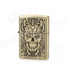 KANTAI Chain Skull Pattern Copper Zinc Alloy Kerosene Oil Lighter - Bronze KANTAI Chain Skull Pattern Copper Zinc Alloy Kerosene Oil Lighter - Bronze