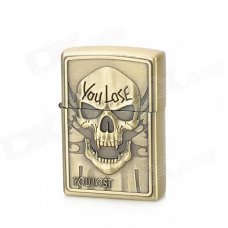 KANTAI Evil Skull Pattern Copper Zinc Alloy Kerosene Oil Lighter - Bronze