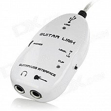 Handy Guitar Effector Plastic Recording Audio Card w/ USB Link Cable - White Handy Guitar Effector Plastic Recording Audio Card w/ USB Link Cable - White