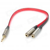 3.5mm Male to Dual Female Audio Split Y-Cable - Black + Red (22CM-Length)