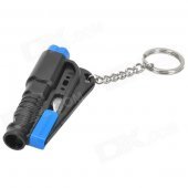 3-in-1 Safety Hammer + Seat Belt Cutter + Whistle Keychain - Black + Blue