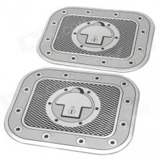 Car Fuel Tank Cap Decorative PVC Stickers - Silver + Black(Pair)