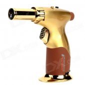 1300 Centigrade Adjustable Flame Blue Flame Windproof Butane Jet Torch Lighter - Golden + Brown