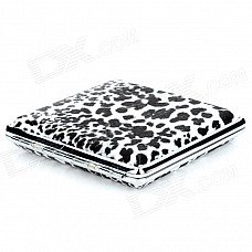 Fashion Leopard Print Stainless Steel Cigarette Case - White + Black