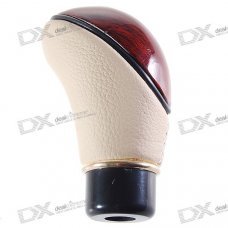 Stylish Peach Wood + Leather Car Shift Stick Knob