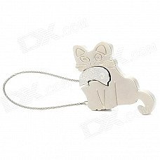 1098 Novelty Fashionable Cat-eating-fish Style Zinc Alloy Key Ring - Silver