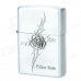 6164 Stylish Rose Pattern Relievo Stainless Steel Kerosene Oil Lighter - Silver