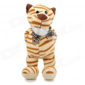 Bow-tie Tiger Gentleman Plush Doll Toy - Brown + Beige + White